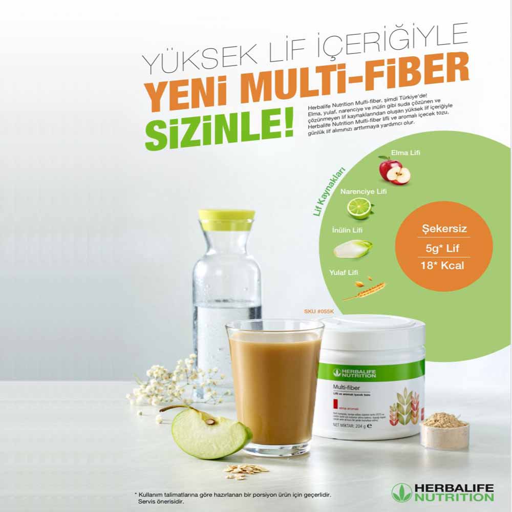  Herbalife Multi-Fiber Lifli ve Aromalı İçecek Tozu Elma 204 g